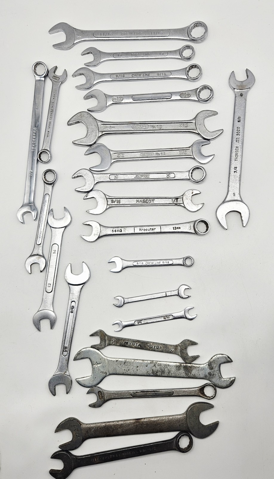 Vtg Wrench Lot Of 23 Toyota Tradespro Penens Gedore Thorsen Crew Line Vanadium