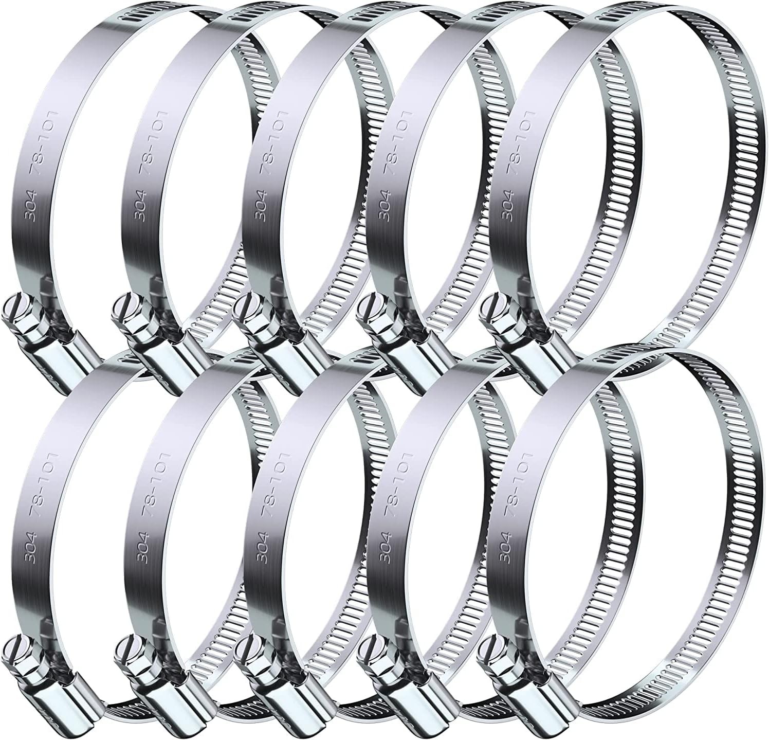 12 Inch Stainless Steel Worm Gear Hose Clamps 304 Plumbing Duct Clamps 6 Pcs