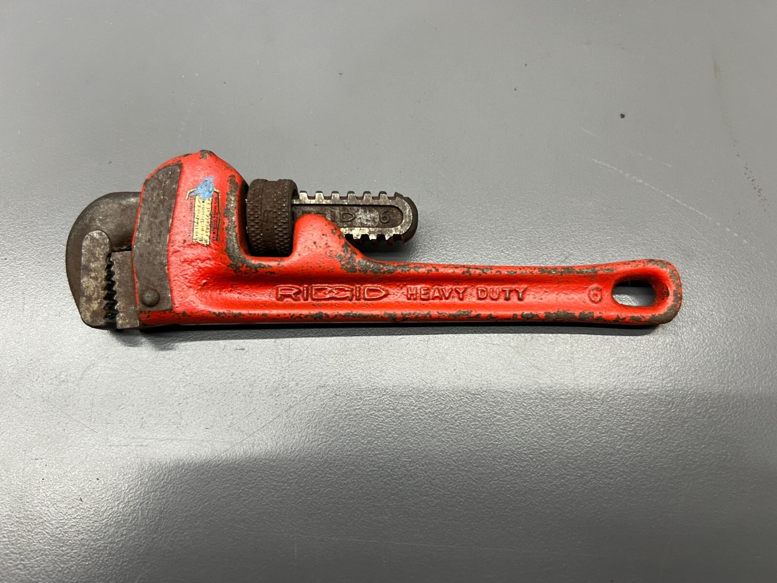 (b) VINTAGE RIDGID RIDGE TOOL CO. 6″ HD PIPE WRENCH – ELYRIA, OH USA – VGC – USA