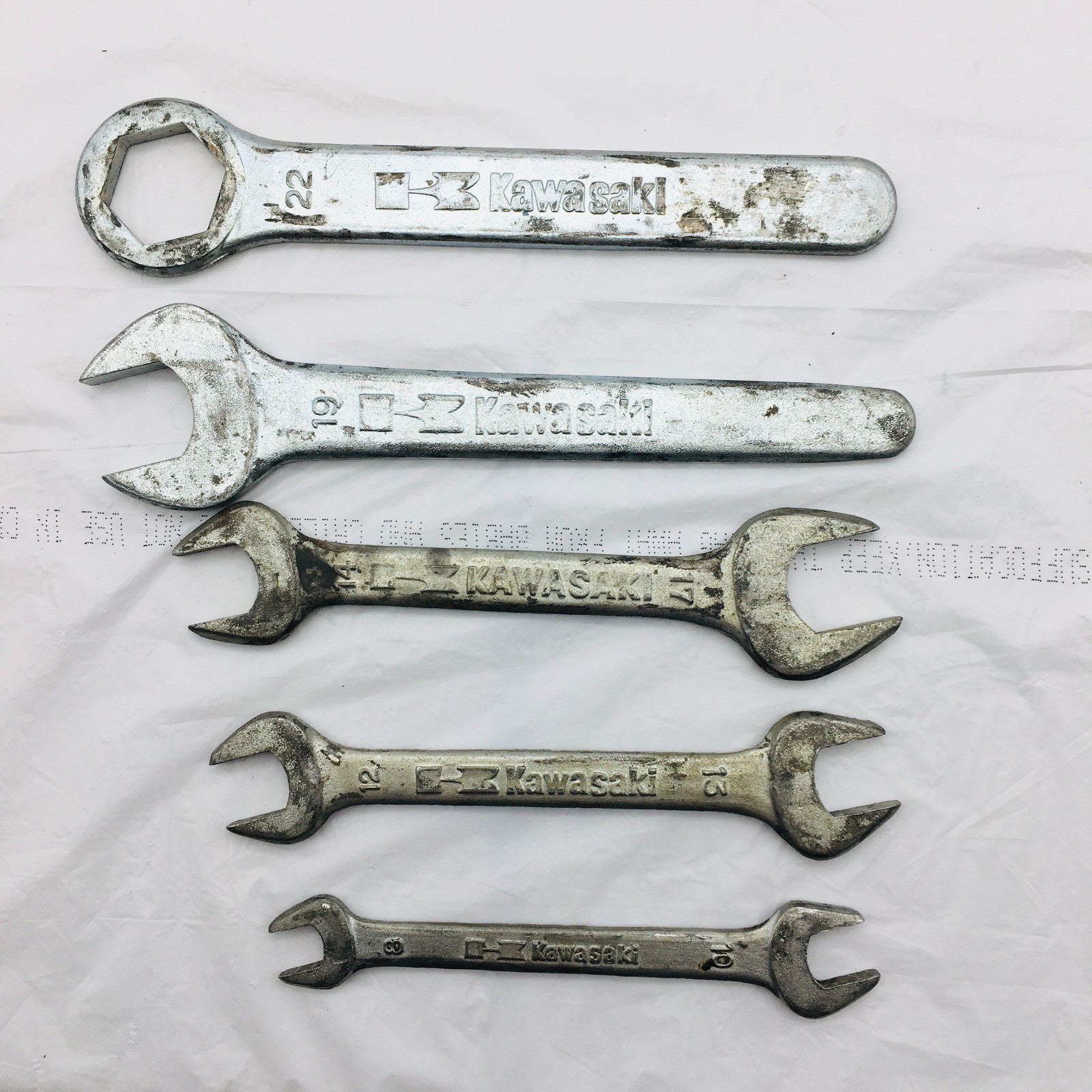 Kawasaki 8,10,12,13,14,17,19 mm Open Wrenches & 22mm 6 Point Hex Vintage Japan