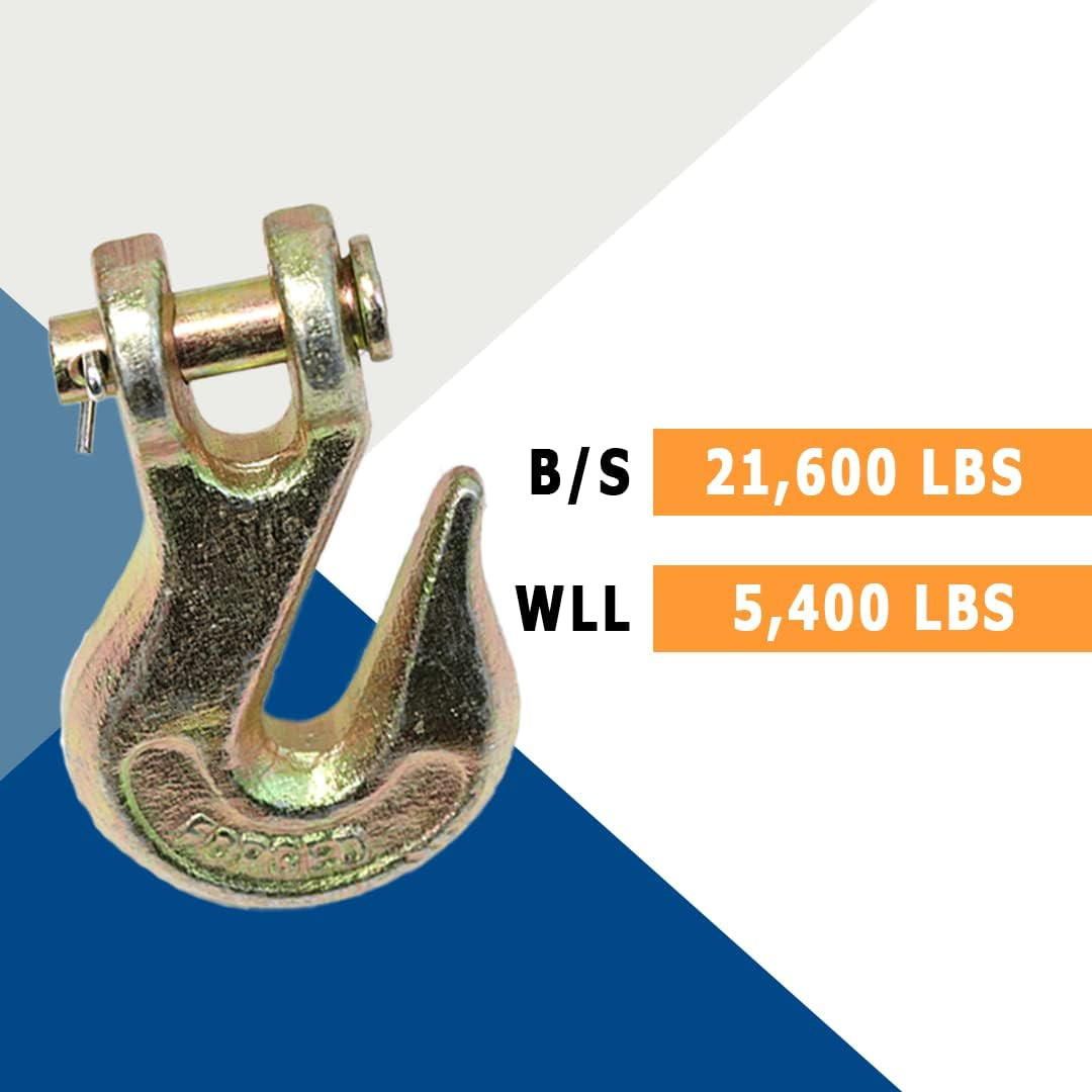 2 Pack – 5/16” Grade 70 Forged Clevis Grab Hook, 21,600Lbs Breaking Stren