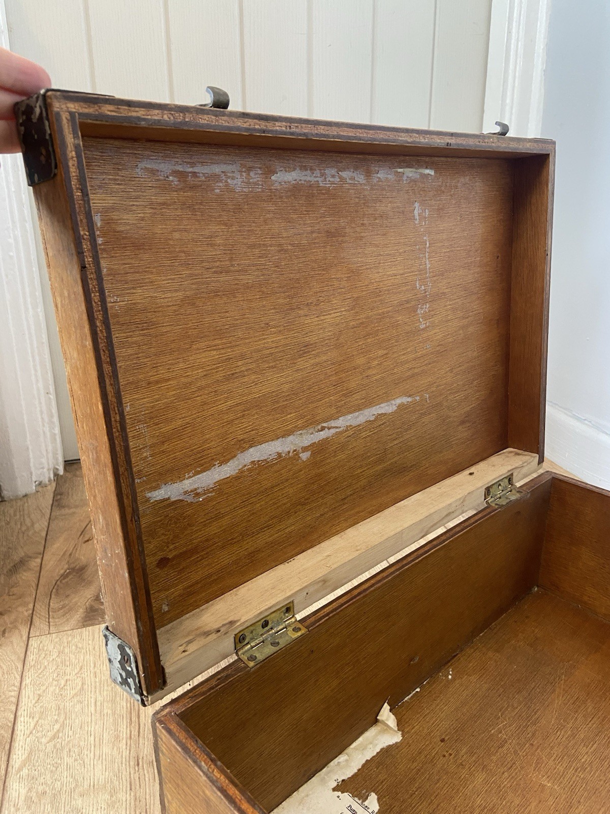 Vintage Wooden Tool Storage Box With Handle “Bld.2” Workshop School Reinforced