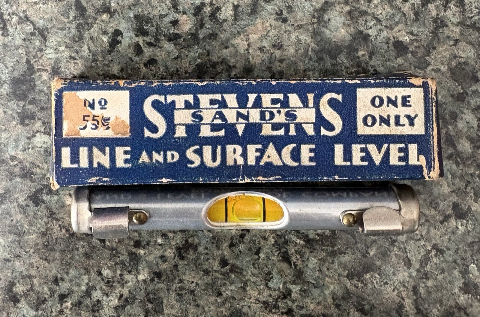Vintage Sand’s Stevens Pocket Size Line Surface Level Original Box Detroit Tools