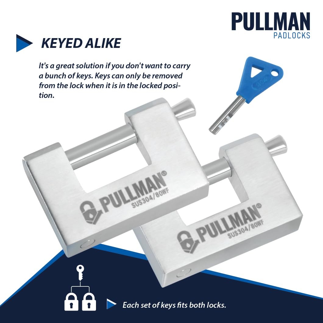 Heavy Duty Keyed Alike Padlocks with 4 Keys – High Security Locks for Garage,…