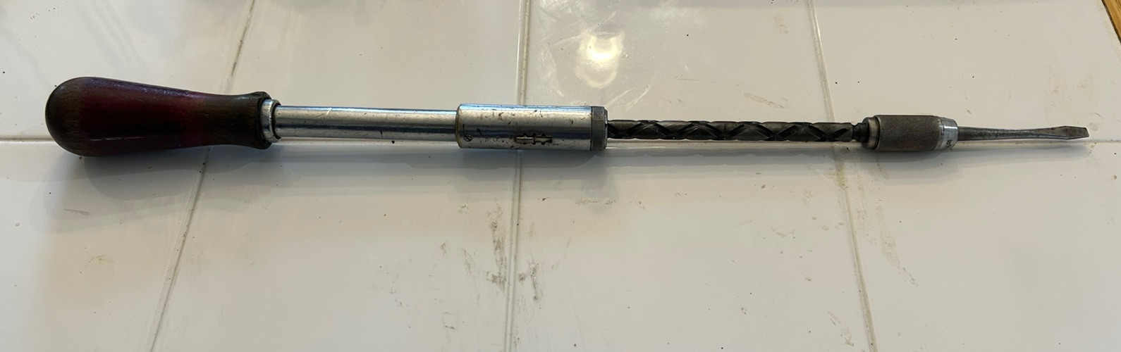 STANLEY YANKEE NORTH BROS SPIRAL RATCHET SCREWDRIVER NO. 130A WITH 1 BIT #3 VTG