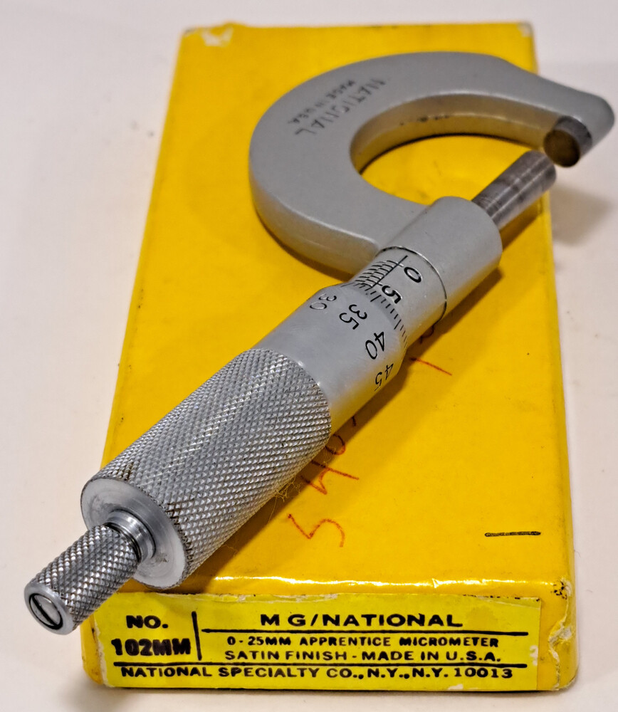 VTG MG National Apprentice MICROMETER 0- 25mm with Original Box & Directions USA
