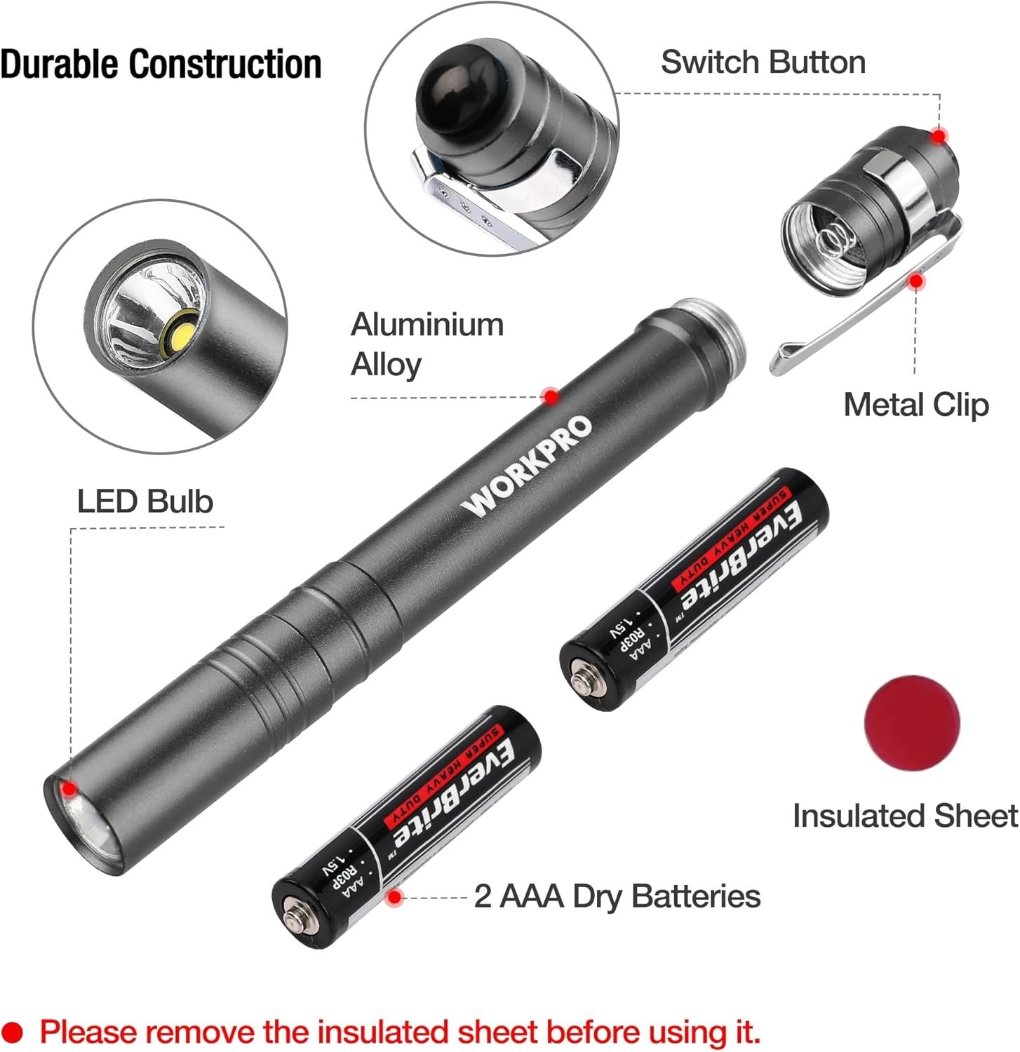LED Pen Light, Aluminum Pen Flashlights, Pocket Flashlight with Clip for Insp…