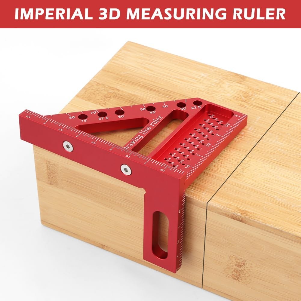 3D Multi Angle Carpenter Square, Hole Scribing Ruler, Precision 45 and 90 Deg…