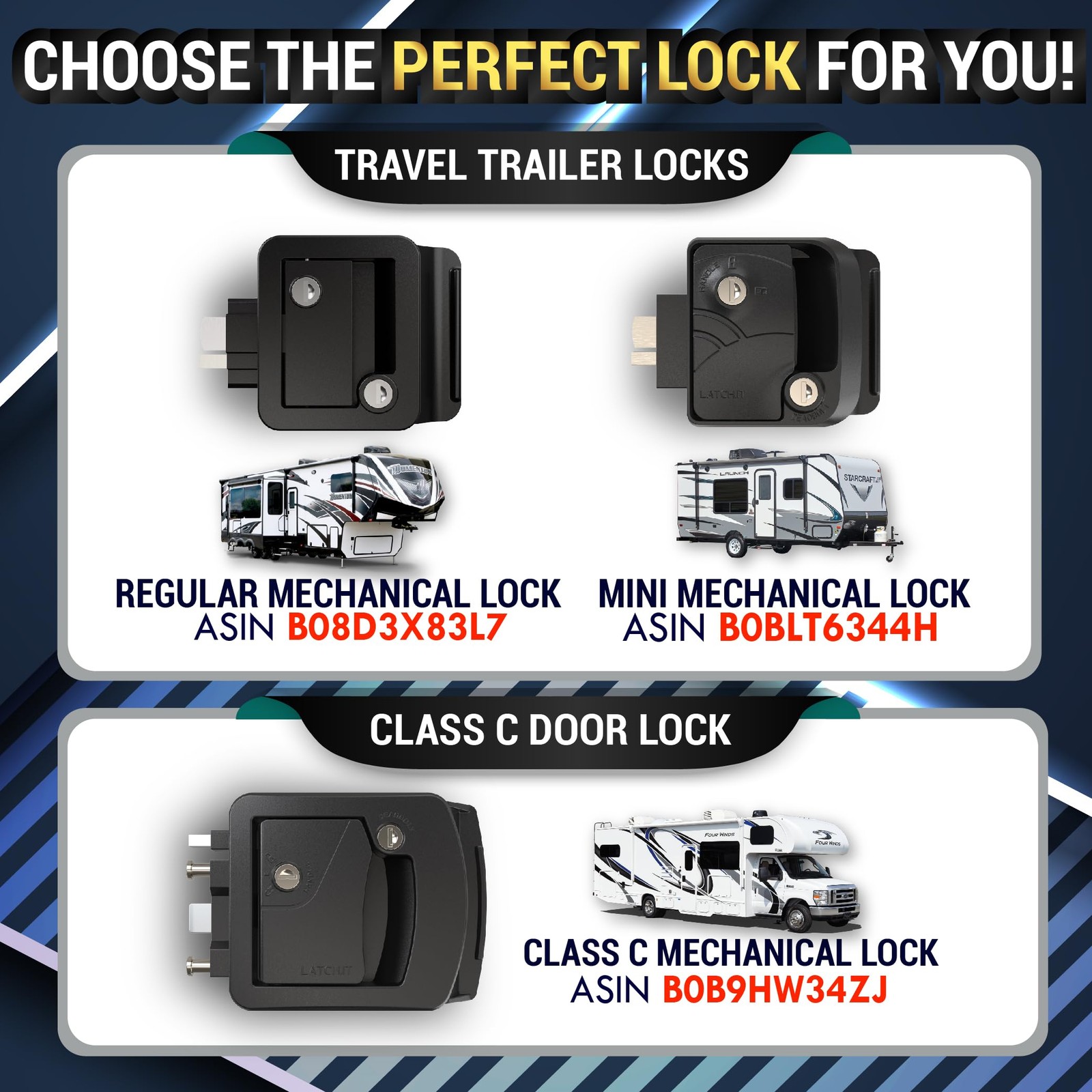 RV Door Lock Replacement | Class C Camper Door Latch Fits 3.50″ x 4.50″ Lock …