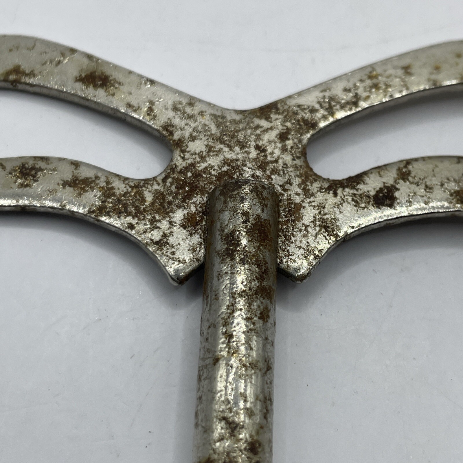 Vintage Clock Winding Key Silver Chrome Color Aged Rust Areas
