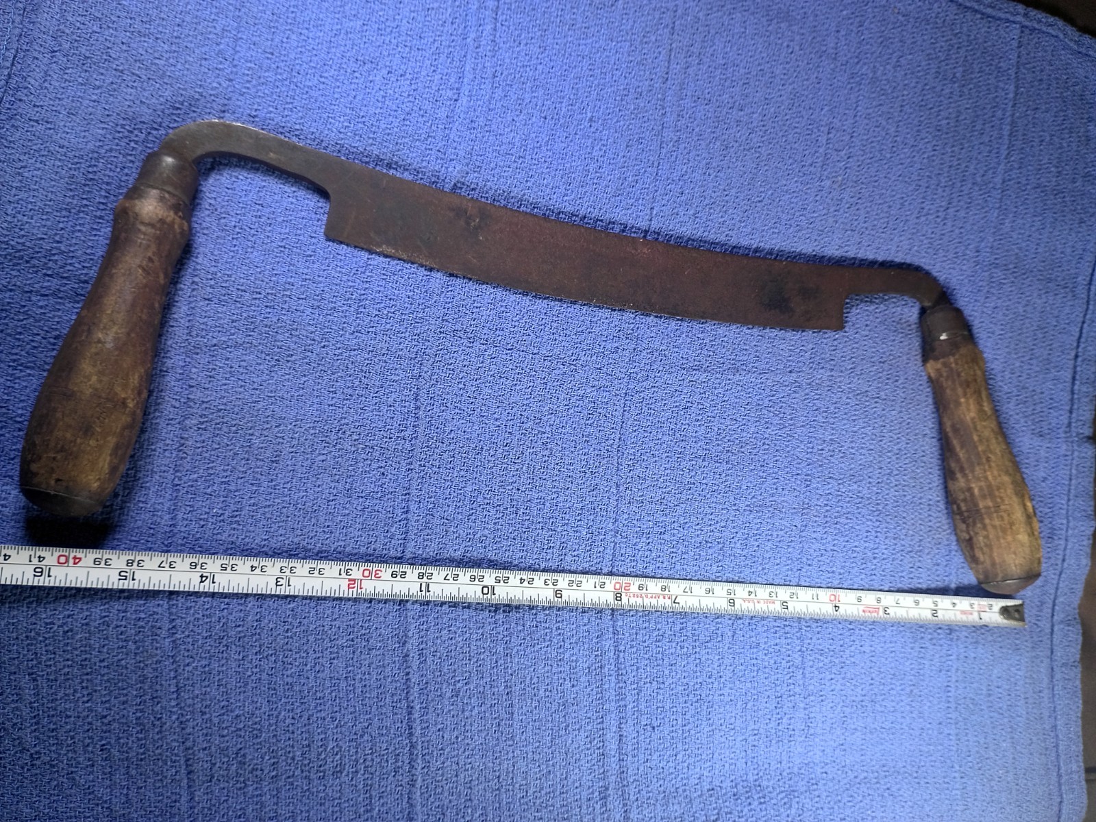 Vintage Draw-Blade 9” blade / 16” handle to handle ( Unknown maker no markings )