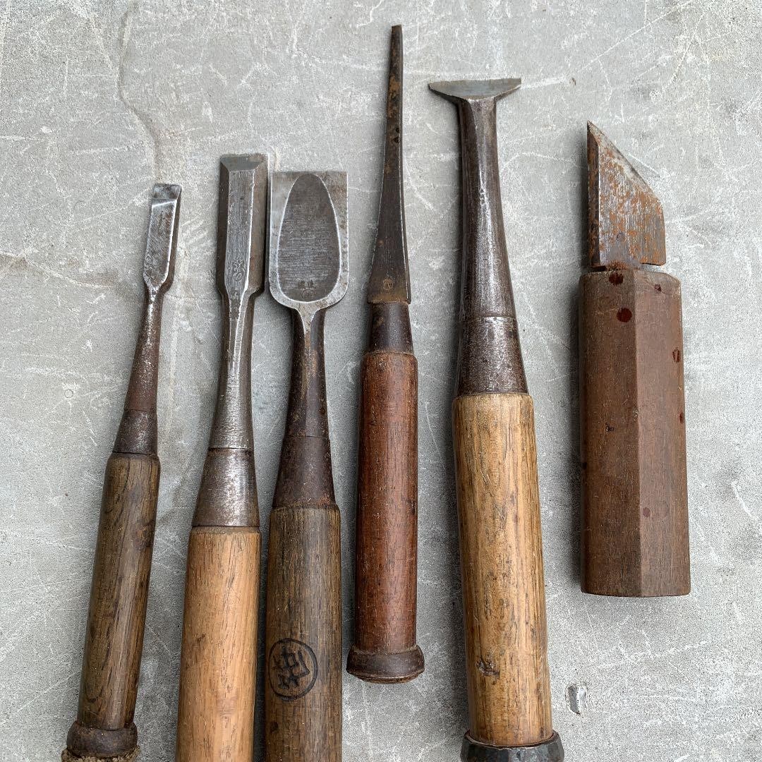 Chisels Japanese Carpentry Tools Showa Era Vintage Set of 6