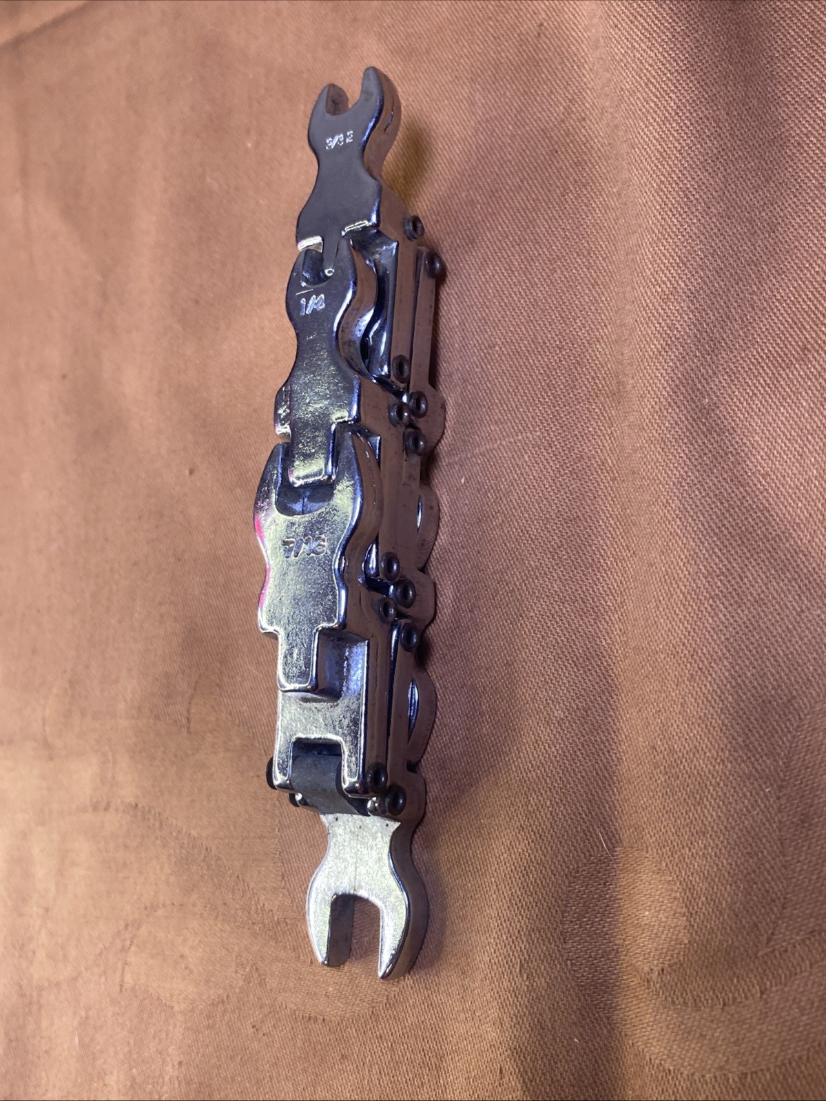 Rare Multiple Open End Wrenches Connected Folding Design Made In Taiwan 1/4-7/16