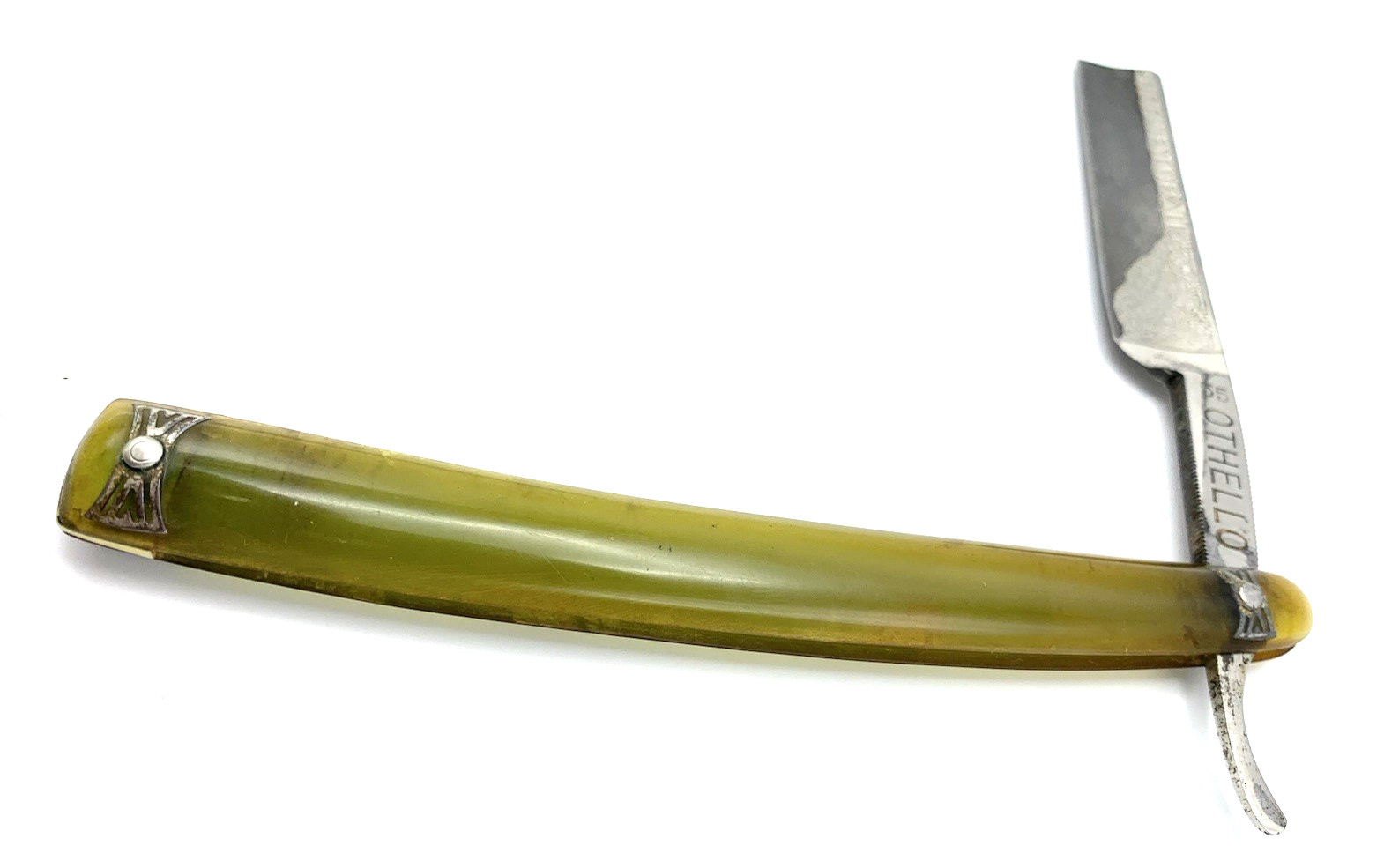 Anton Wingen Razor Green Celluloid Etched Blade Solingen Germany Othello Barber