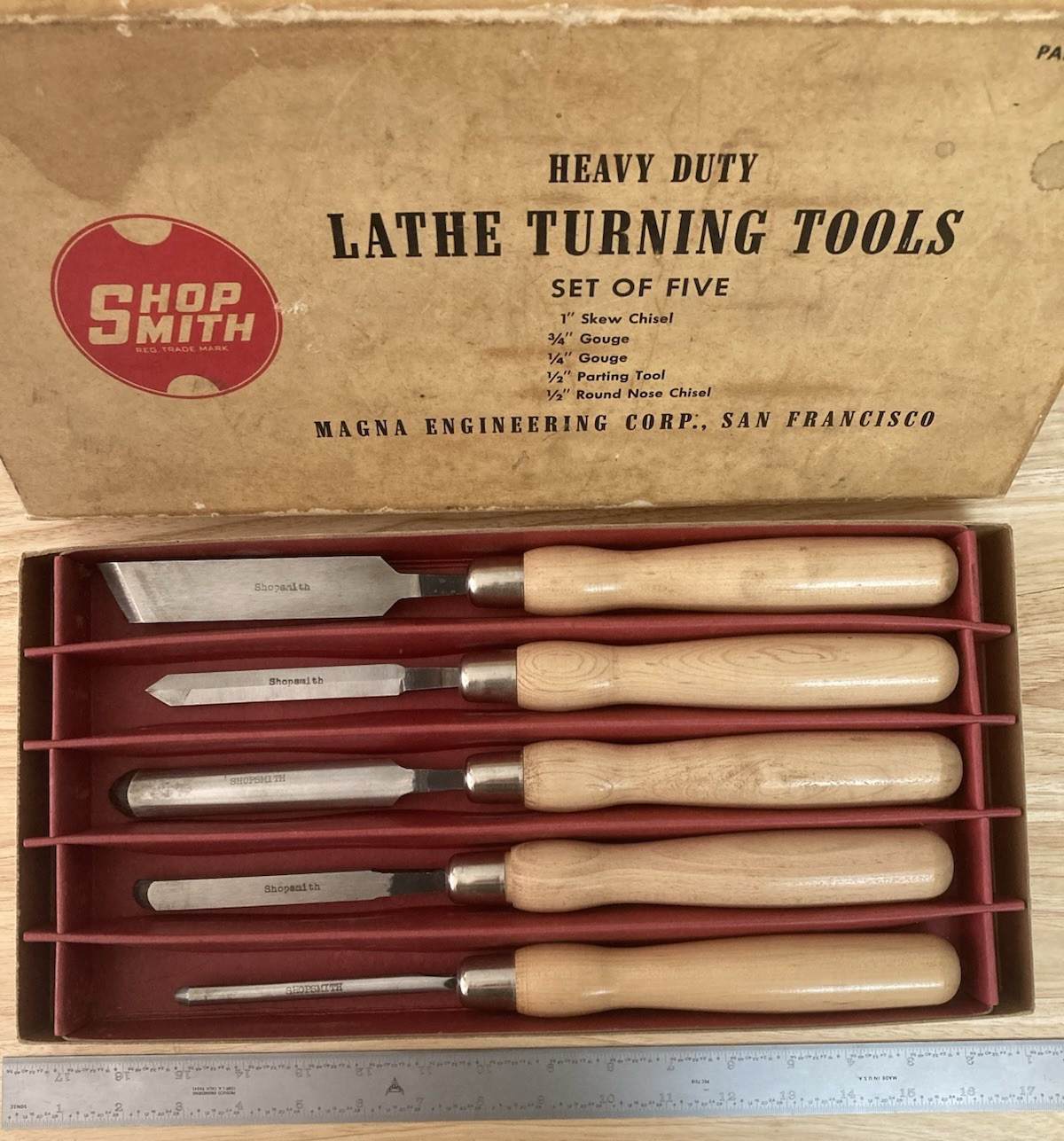 Shopsmith Lathe Turning Tools set #171-1X – Five (5) Turning Chisels
