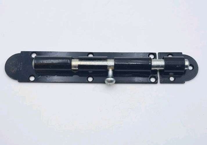 Vintage Slide Bolt Latch Large Lock & Receiver Keeper Door Cabinet Old Hardware
