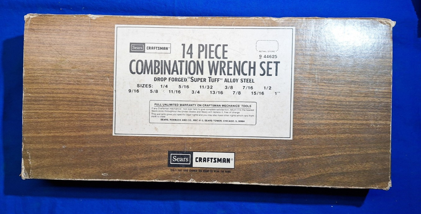 RARE ! USA Craftsman 44625 14pc SAE combination wrench set NEW OLD STOCK SEALED