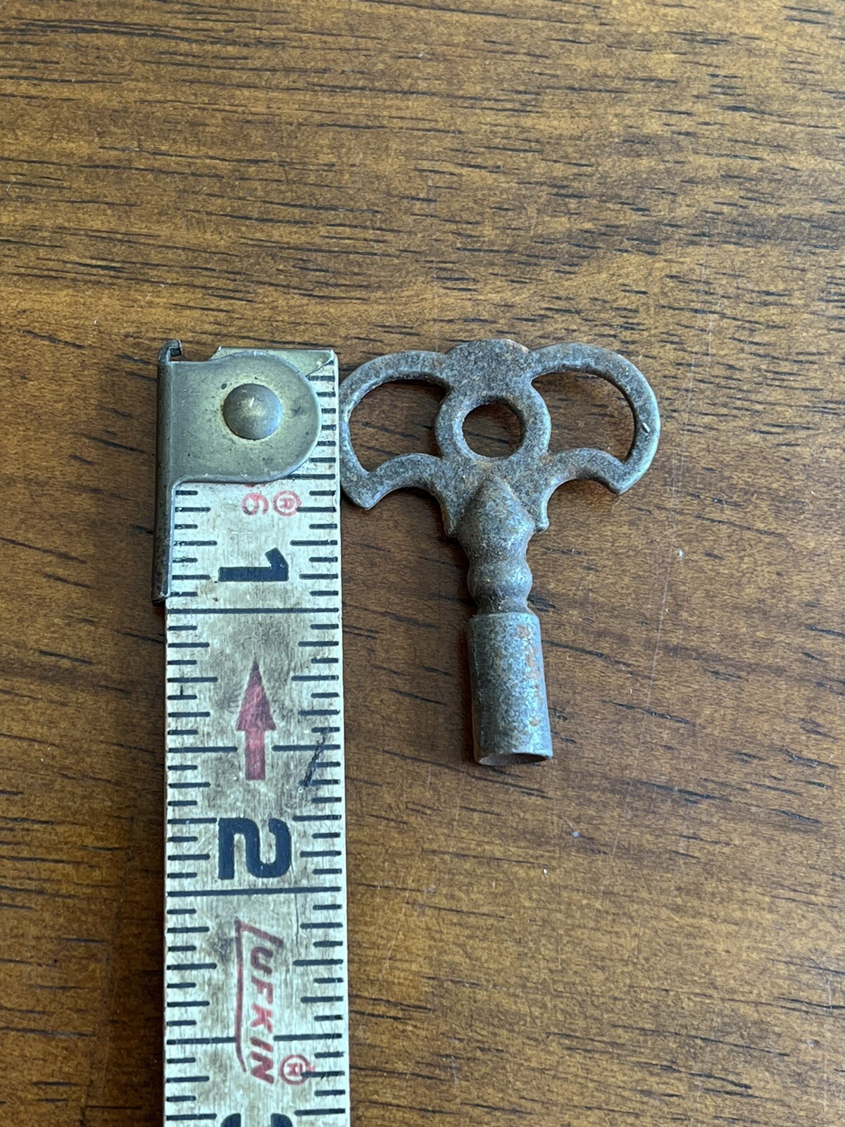 Vintage Clock Key Metal Hollow Barrel Unique shape Square end old toy or clock