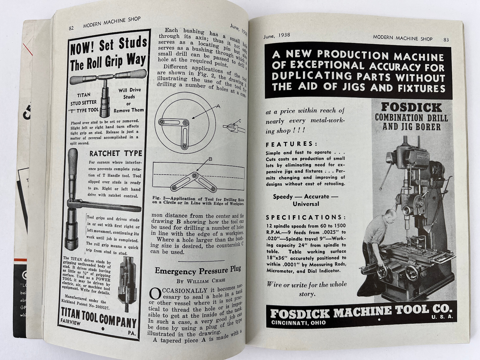 1935 Modern Machine Shop Magazine Machinist Tools Advertising Machine Tool Show