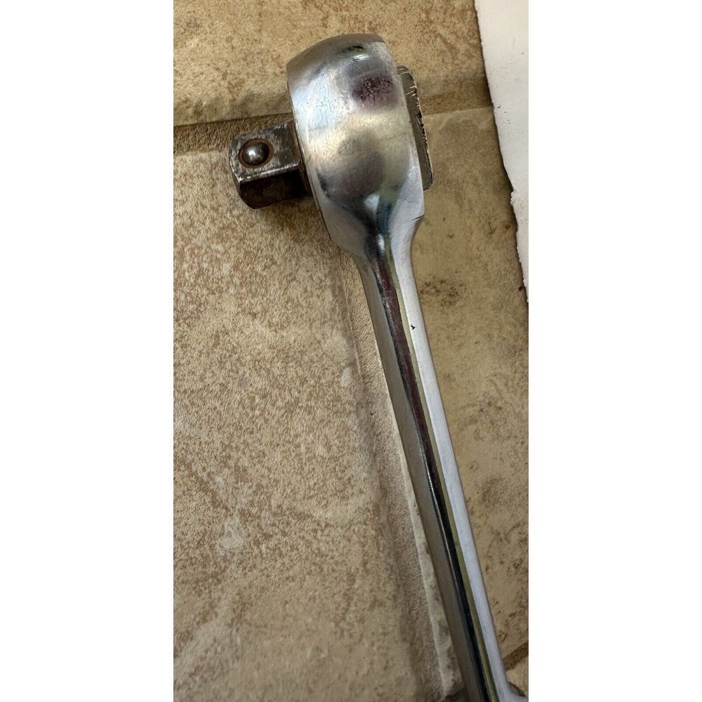 S-K Tools Chrome 1/2″ Dr Ratchet # 42470 USA 10″Long Knurled Handle