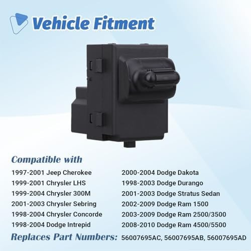 Passenger 56007695AC Power Window Switch for 2002-2009 Dodge Ram | Compatible…