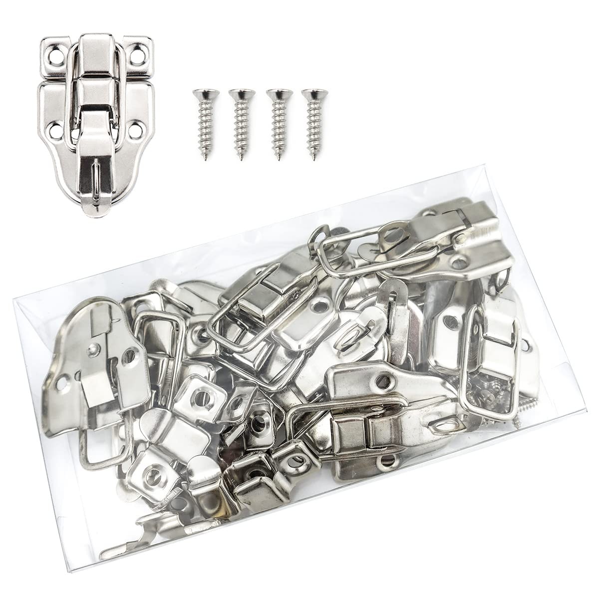 LEEFONE 10 Pack Metal Duck-Billed Box Hasp Lock Toggle Latch Catch, Silver