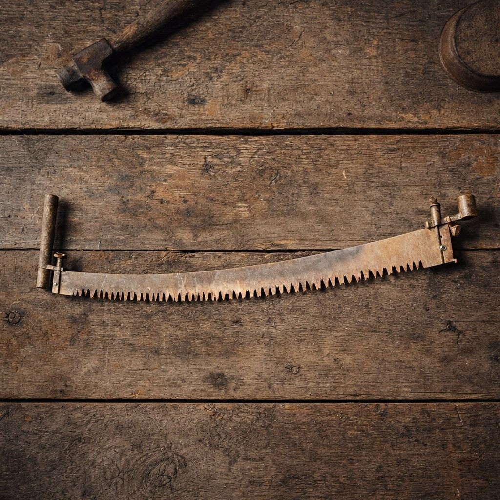 Antique Two Man Crosscut Saw Wooden Handle Rustic Cabin Lodge Decor Logging Tool