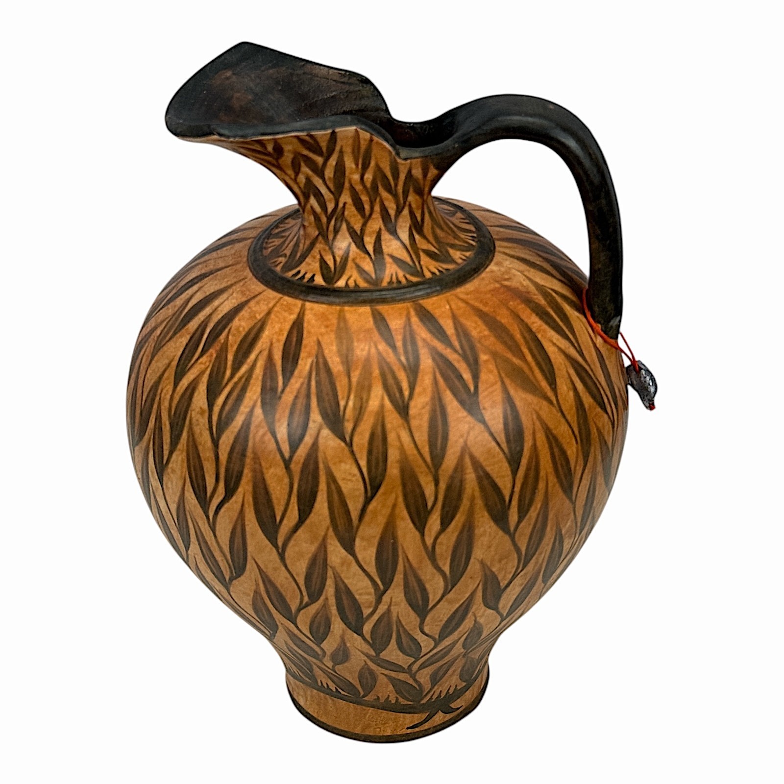 Greek Minoan Jug Handmade Ceramic Pottery Vase Floral Style 6.70 in