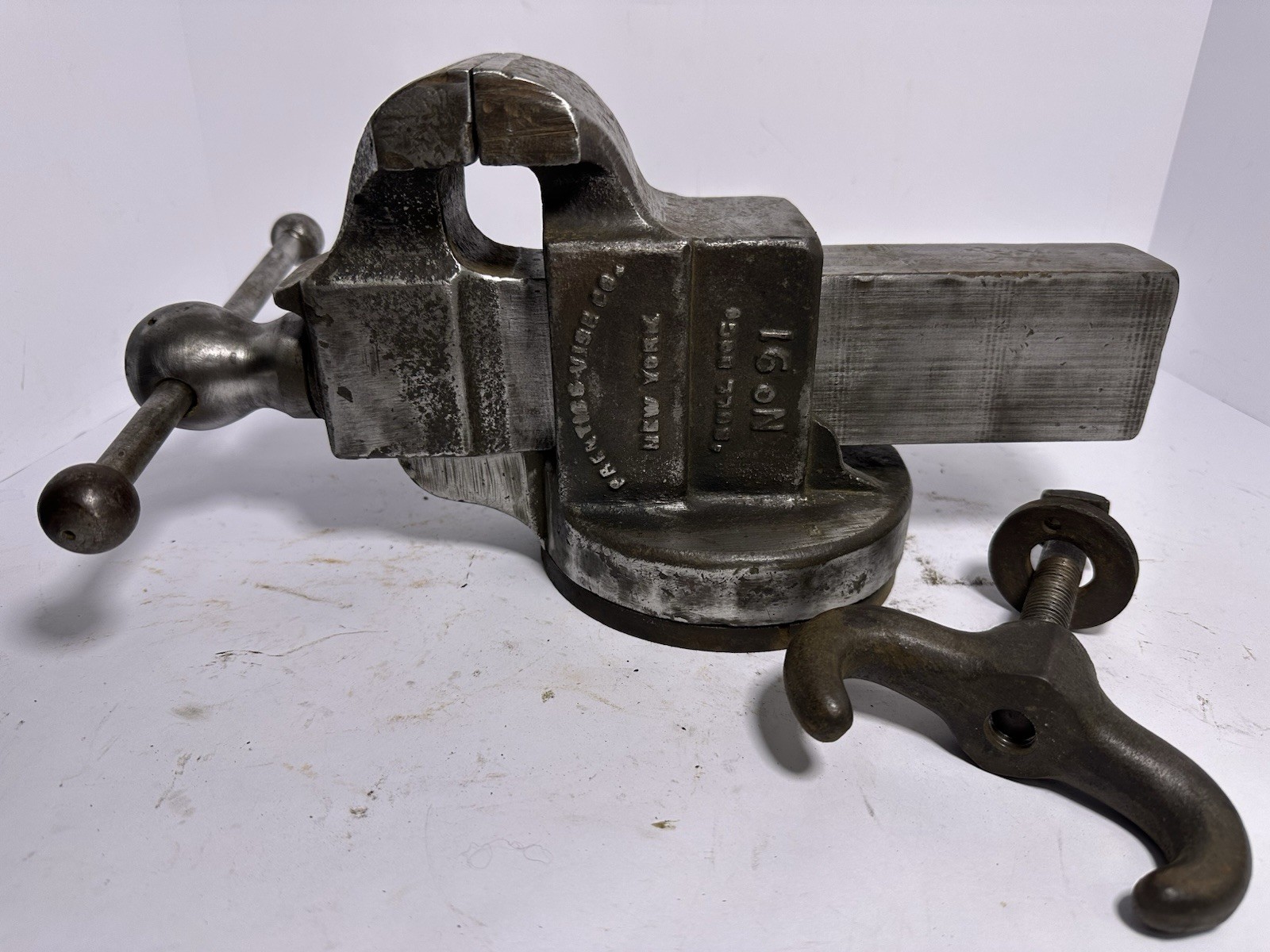 Antique Prentiss Vise Co Bull Dog No 91 Bench Vise 3.5” Jaws 32 Lb NY