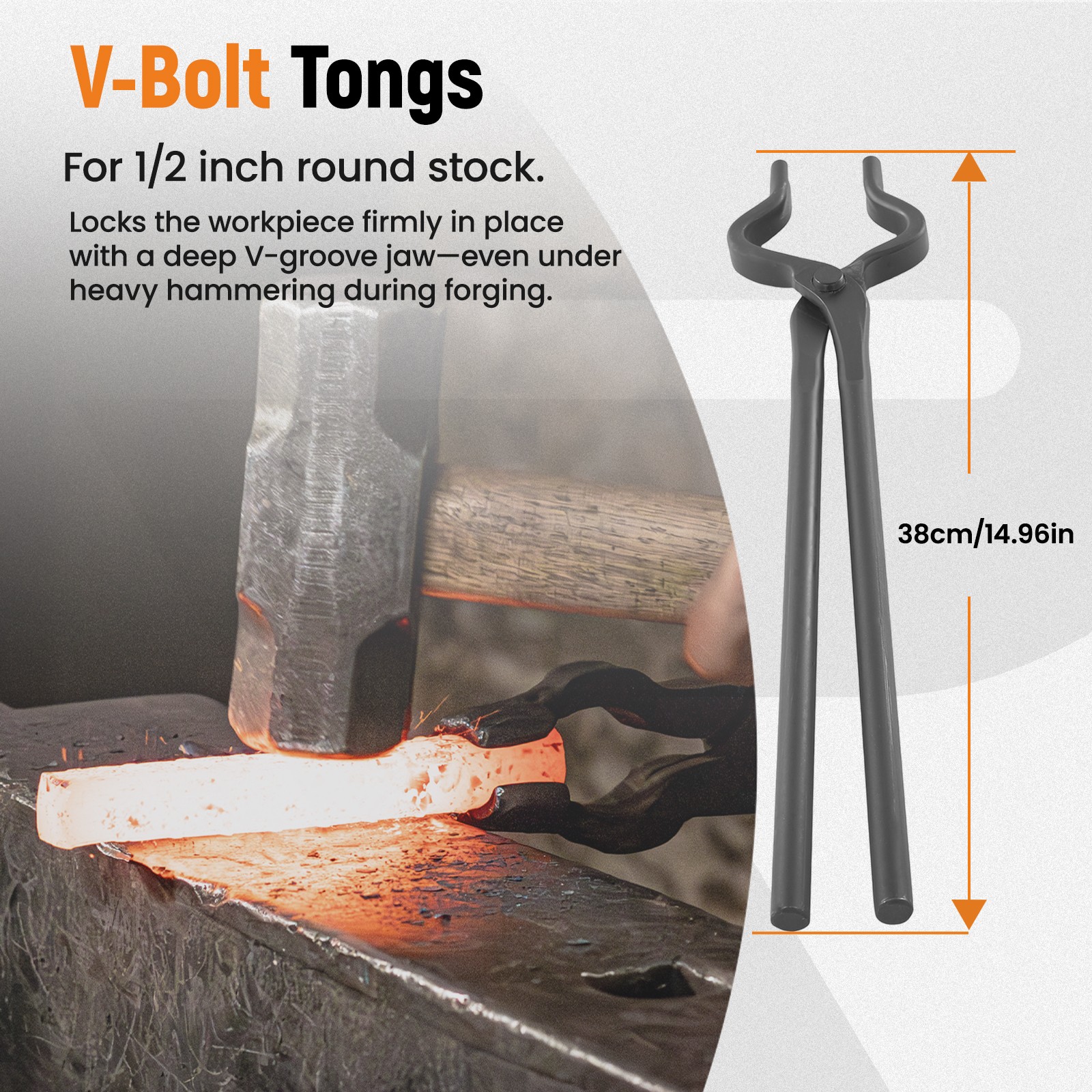 4pcs Carbon Steel Blacksmith Tongs Flat V Bit Blade Wolf Jaw Forging Tool Kit