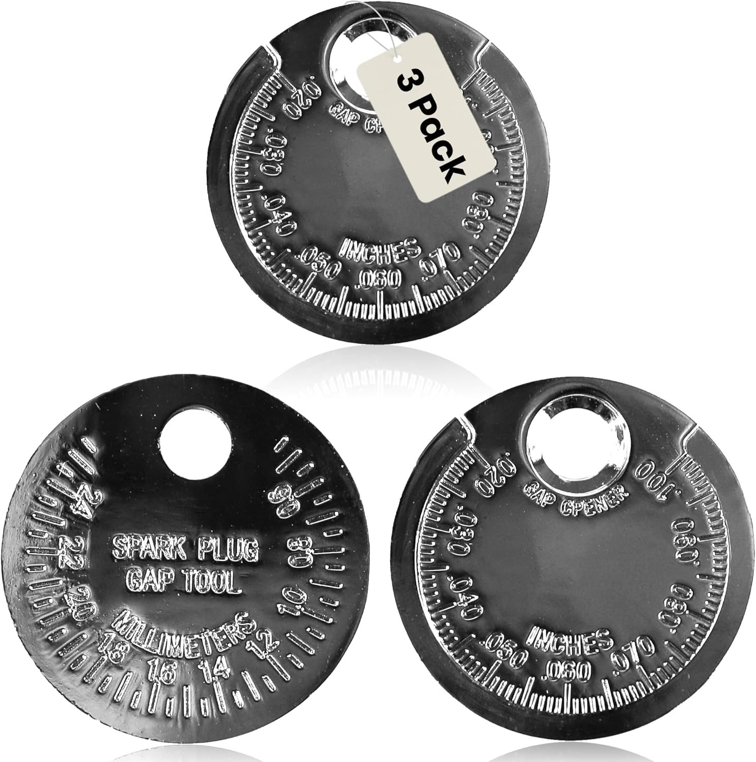 Accurate Coin-Style Spark Plug Gap Gauge – 3 Pack with Versatile Measurements