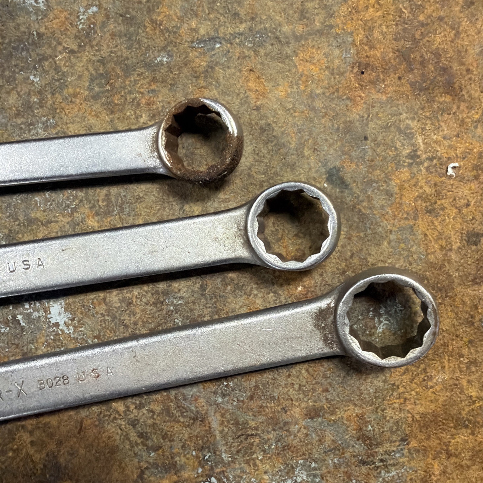 3 Vintage Par-X B024-B028 3/4, 13/16 & 7/8 Combination Wrenches Set, 12 Point