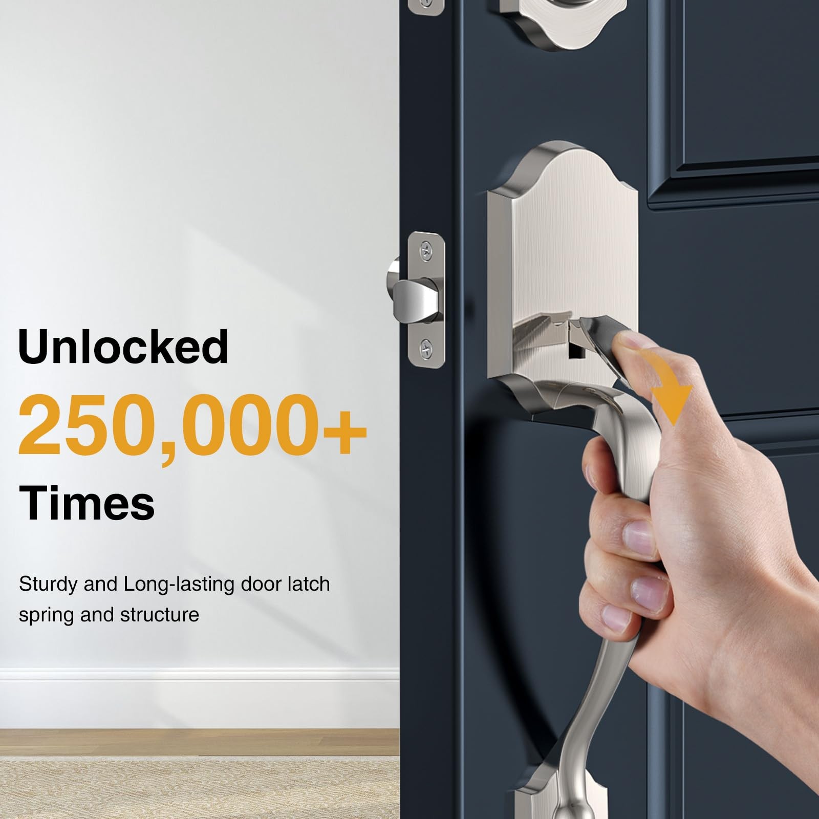 Brightify Satin Nickel Front Door Lock Set, Entry Wave-Satin