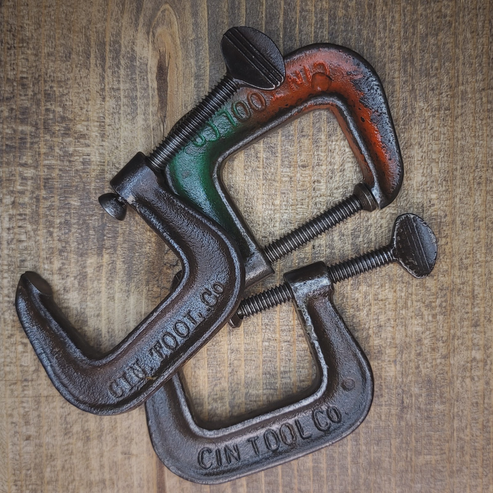 Lot of 3 Vintage 1-1/4″ C-Clamps CIN TOOL CO Cincinnati Tool Company No. 566