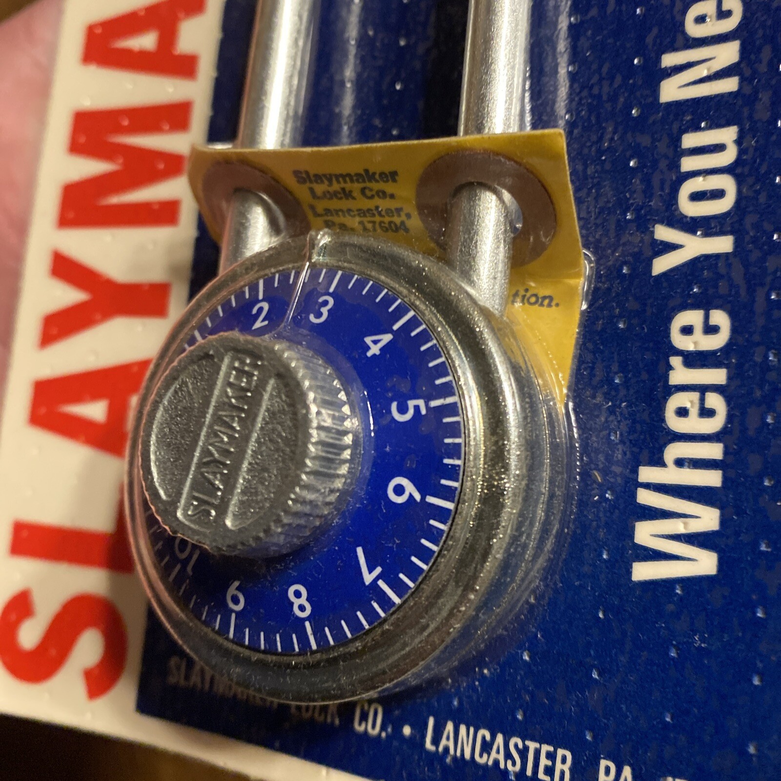 Vintage Slaymaker Bicycle Bike Lock 5 inch Combination Padlock Blue SEALED NOS