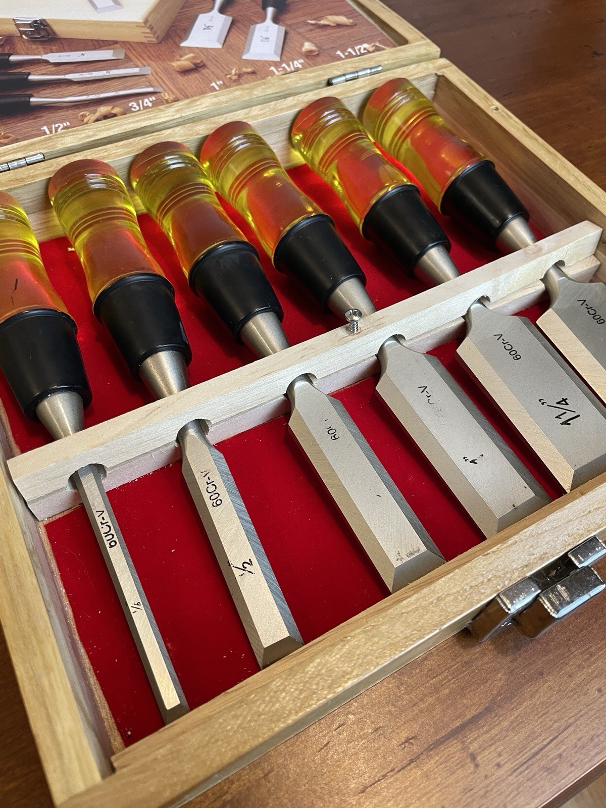 Alltrade Six Piece Chrome Vanadium Steel Wood Chisel Set And Case W/ Foam Insert