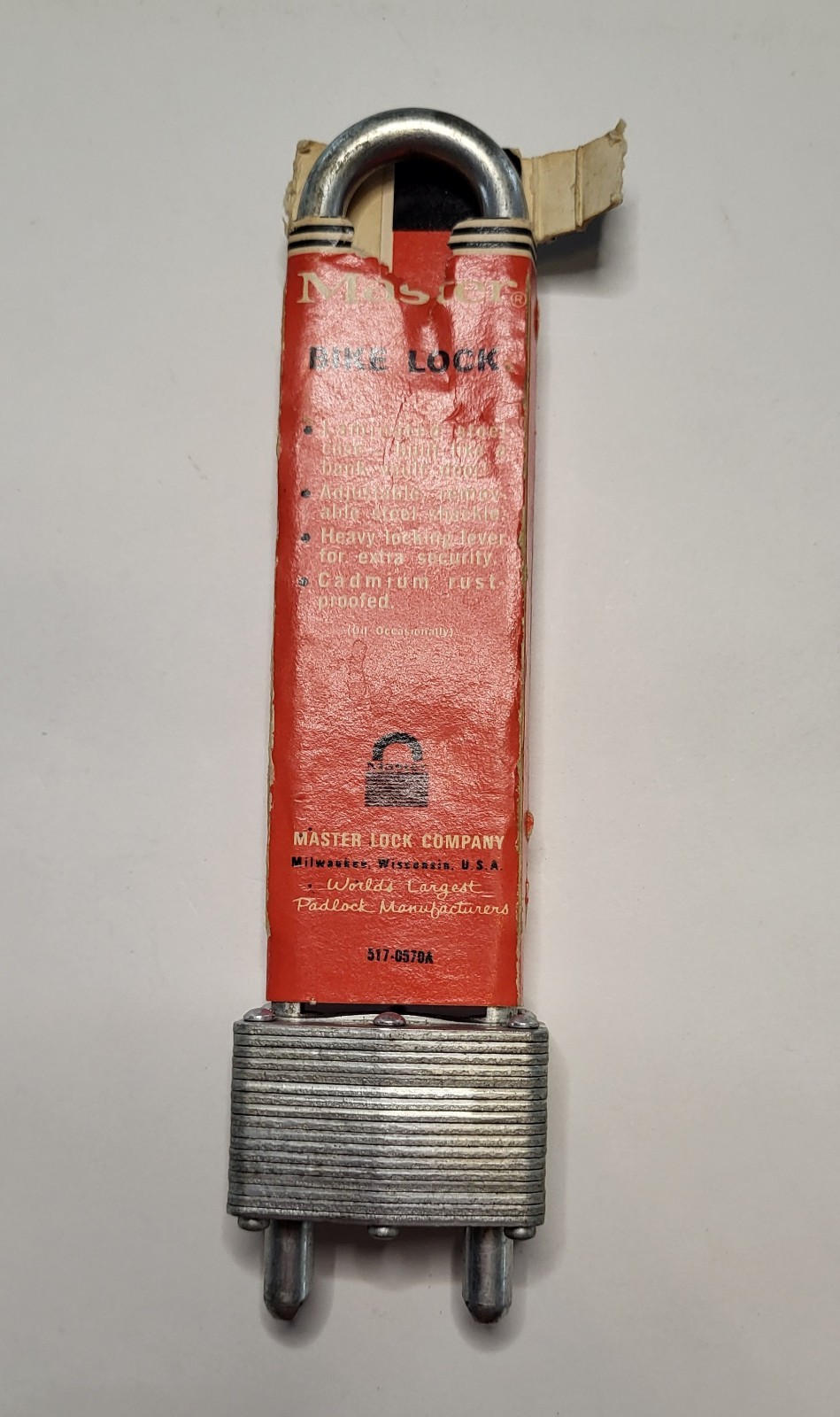 Vintage Master Lock Bike And Equipment Lock No. 517 New Old Stock 2 Keys
