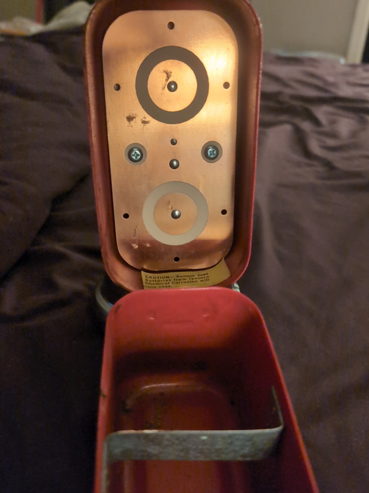 Vintage Teledyne Big Beam Model #266 Hand Lantern Red Steel Chrome Flashlight 6V