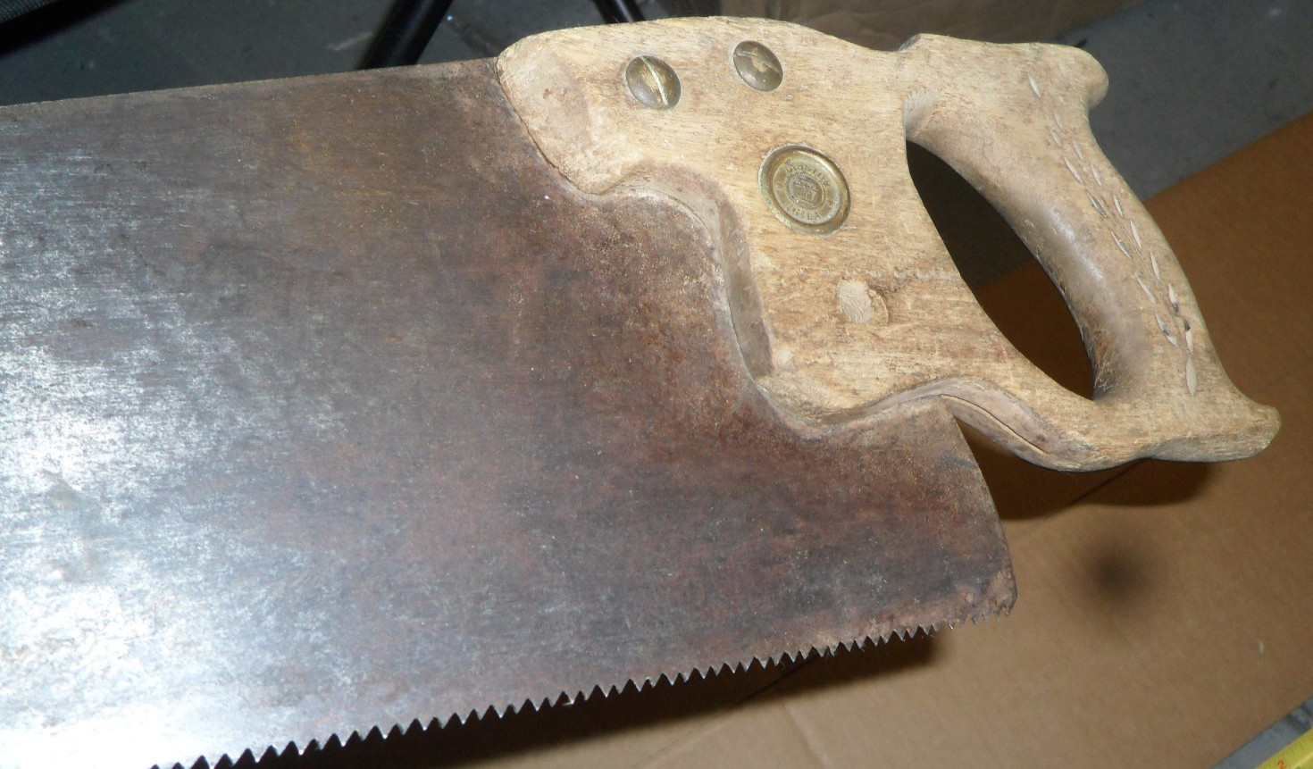 Vintage Disston Wood Handsaw D23 26″ Blade with Wheat Pattern Handle Made in USA