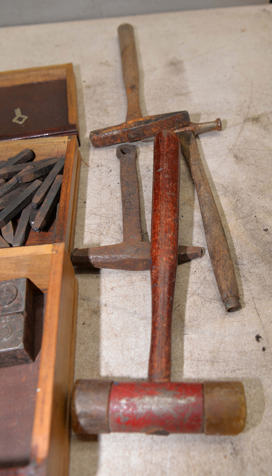 Engraving stamping dies punches collectible graver file tool chest antique lot