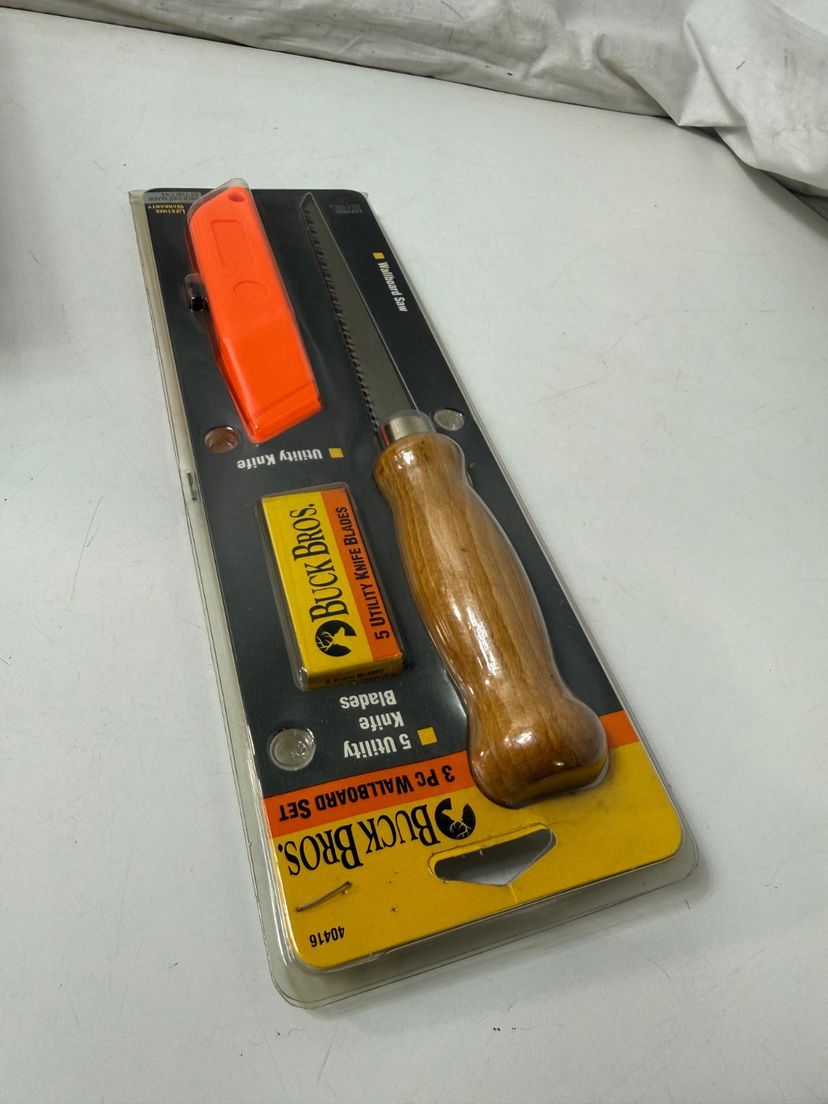 Buck Bros 3 Pc Wallboard Set Drywall Saw Utility Knife 5 Blades USA Made 40416