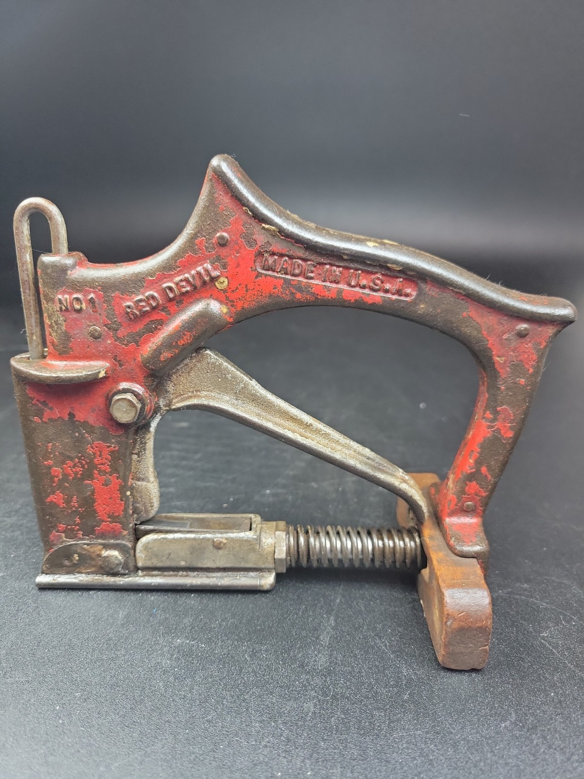 Antique Red Devil Glaze Stapler Pat Pending 1920s-30s Older Than Most RARE WORKS