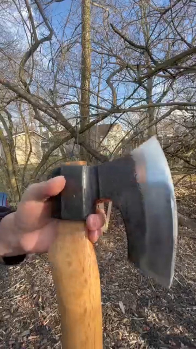 Hand Forged 14.7″ Camping Hatchet – Outdoor Splitting Axe & Carving Tool with Sh