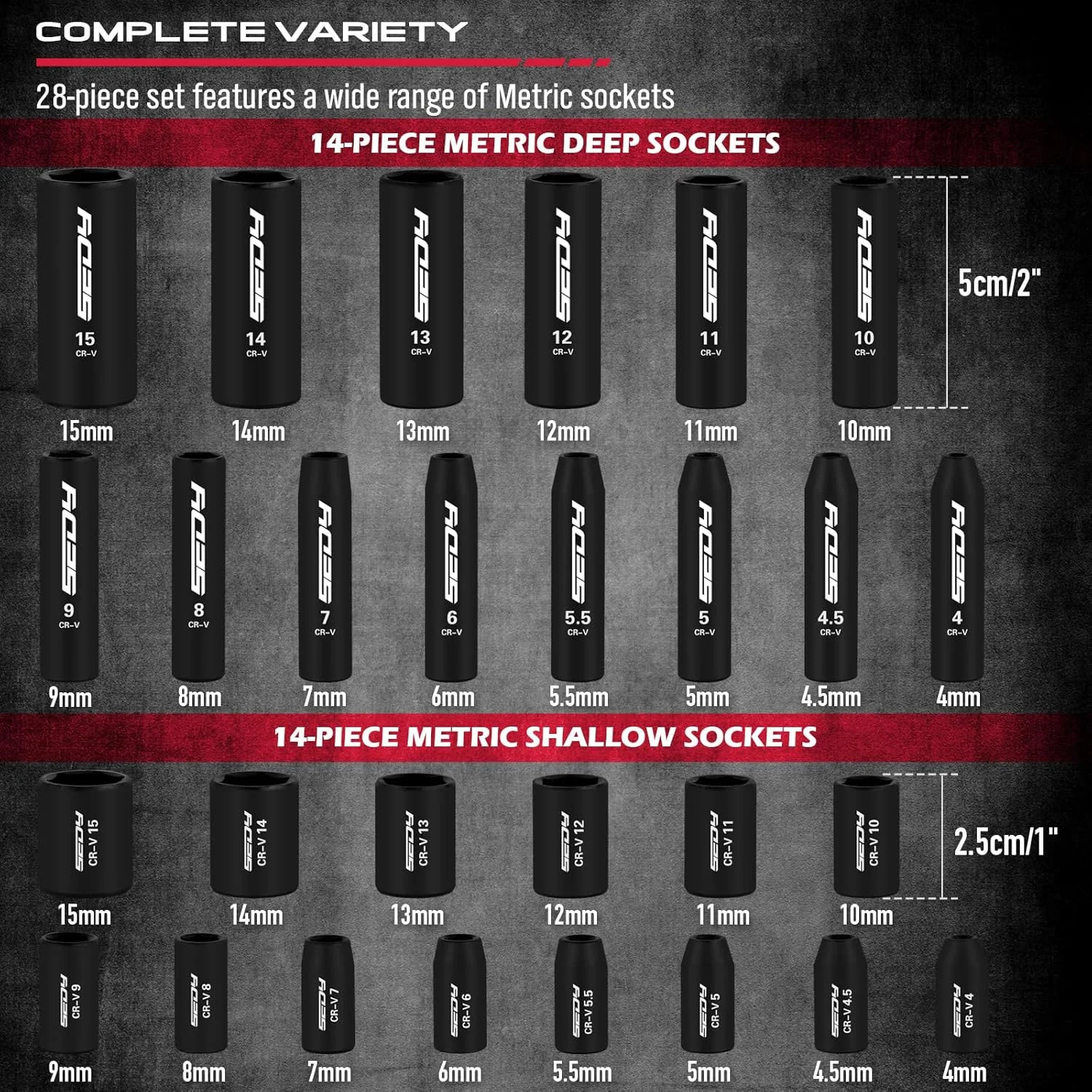 64-Piece 1/4″ Drive Impact Socket Wrench Driver-Bits Set, Cr-V Metric&SAE Deep a