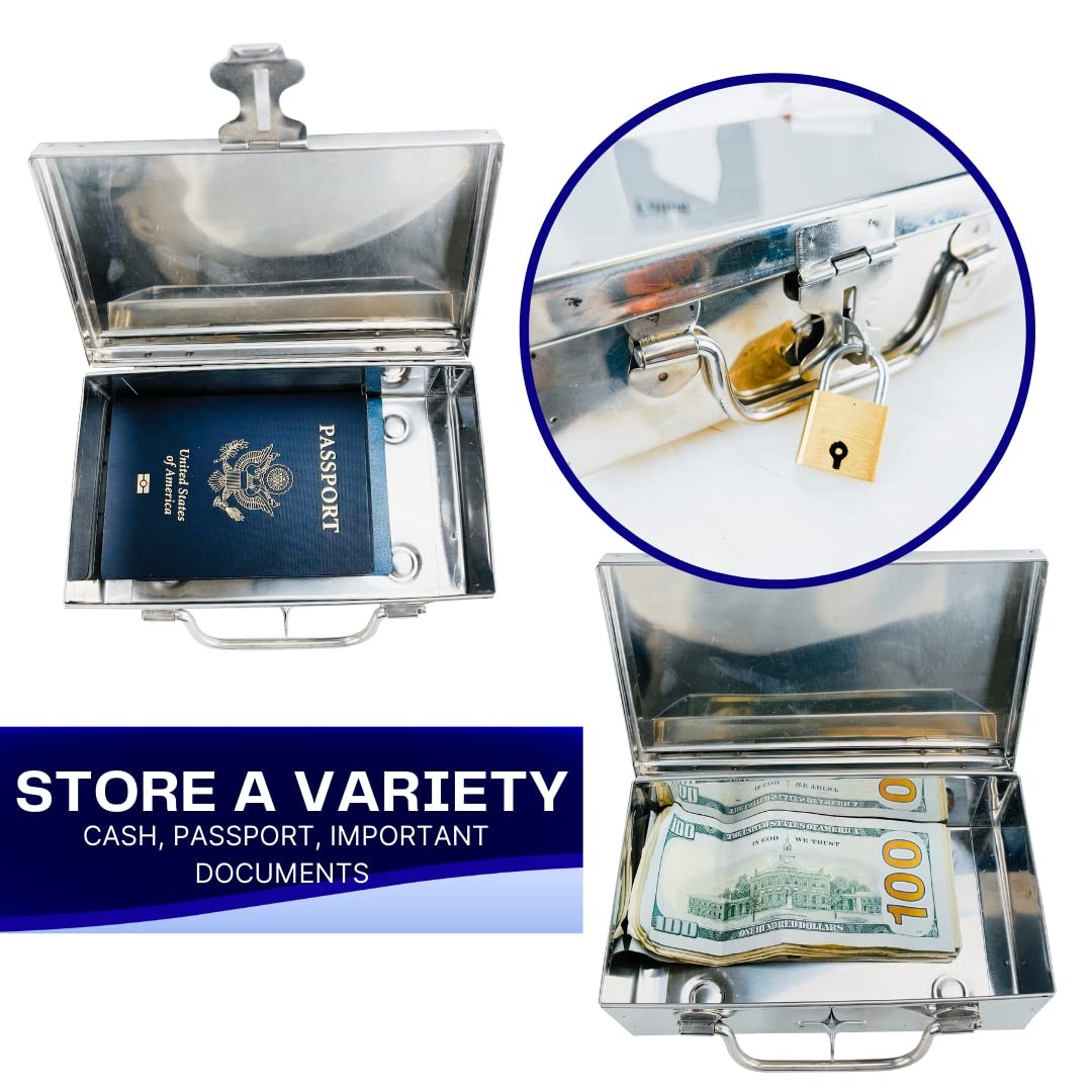Bin Buddy Steel Storage Box For Padlock | 7″ 1 – stainless steel, Silver