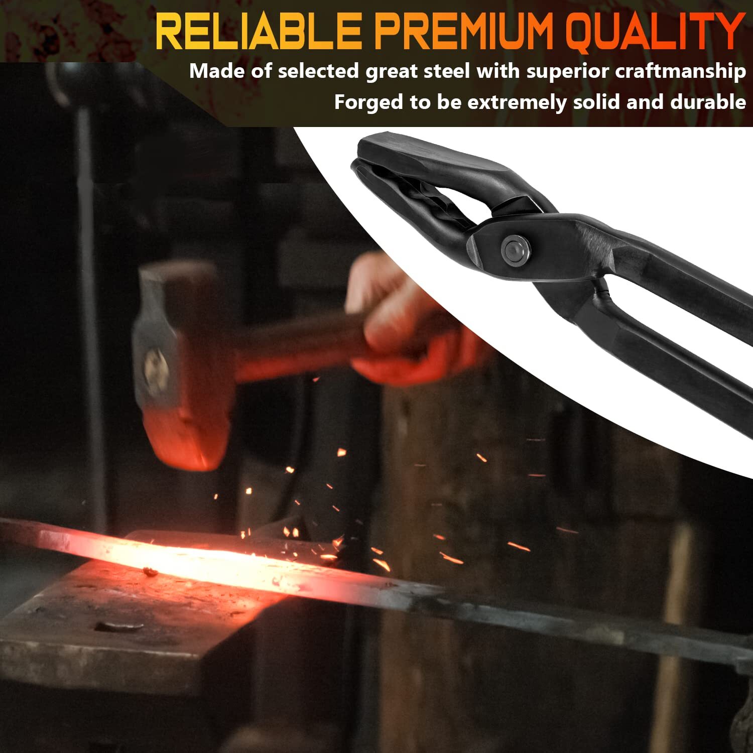 16 inch Beginner Blacksmith Wolf Jaw Tongs Bladesmith Knife Making Forge Tong