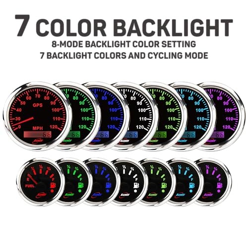 6 Gauge Instrument Set 120 MPH 8000 RPM – Black Dial | 85mm 3-3/8″,