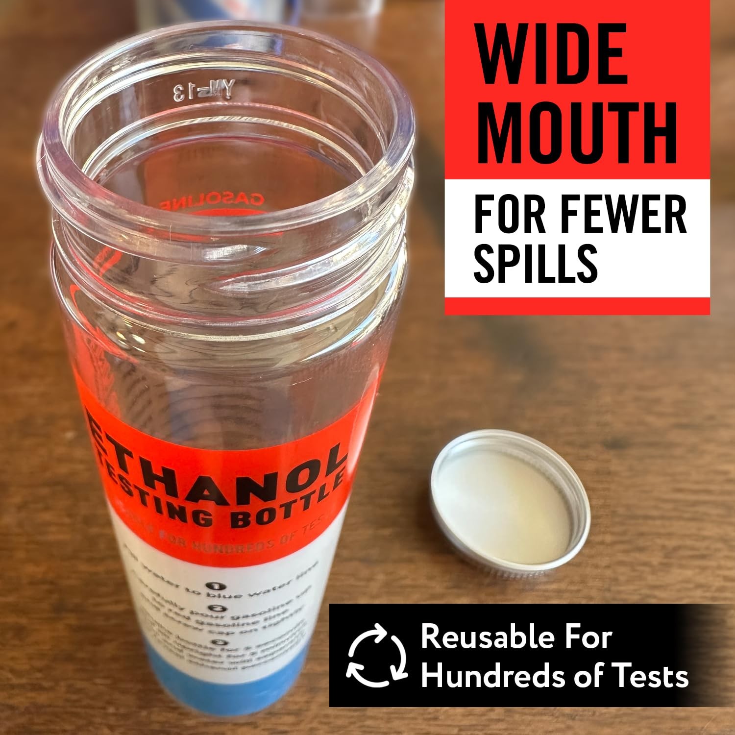 [2-Pack] Reusable Ethanol Testing Kit – Wide Mouth Fuel Test Bottle for E85 and