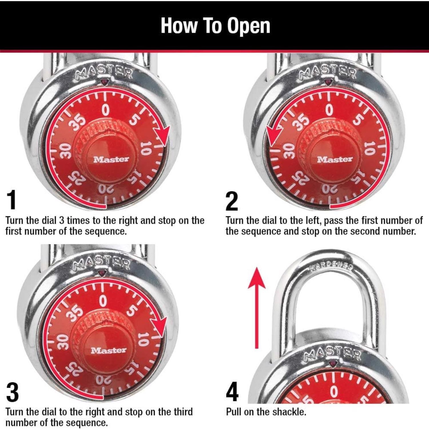 Master Lock 1504D Hardened Steel Wide Combination Dial Padlock 1-7/8 in.