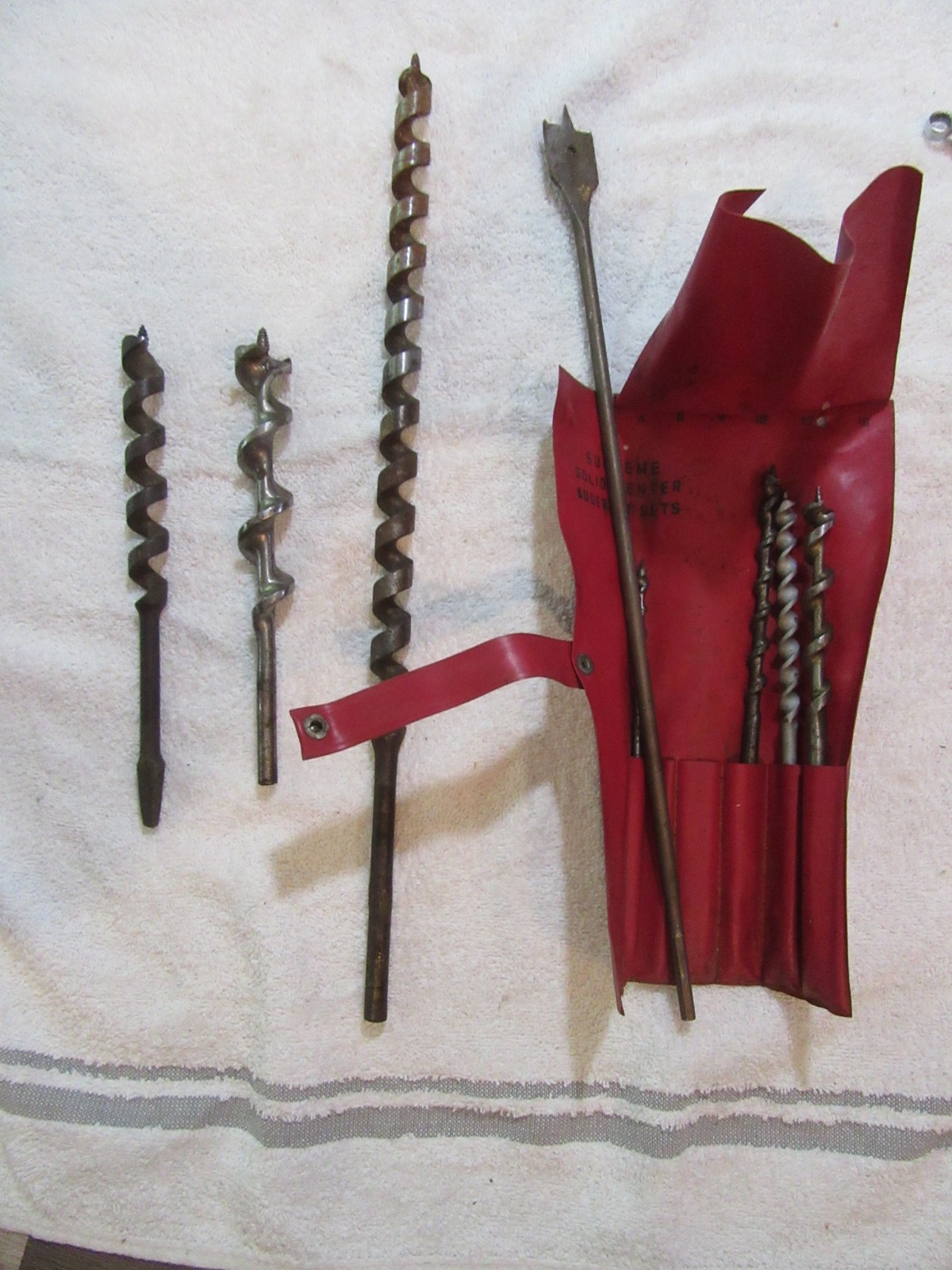 Assortment of Vintage Auger Bits Made in the USA and Japan 17″ long to 7″ Long